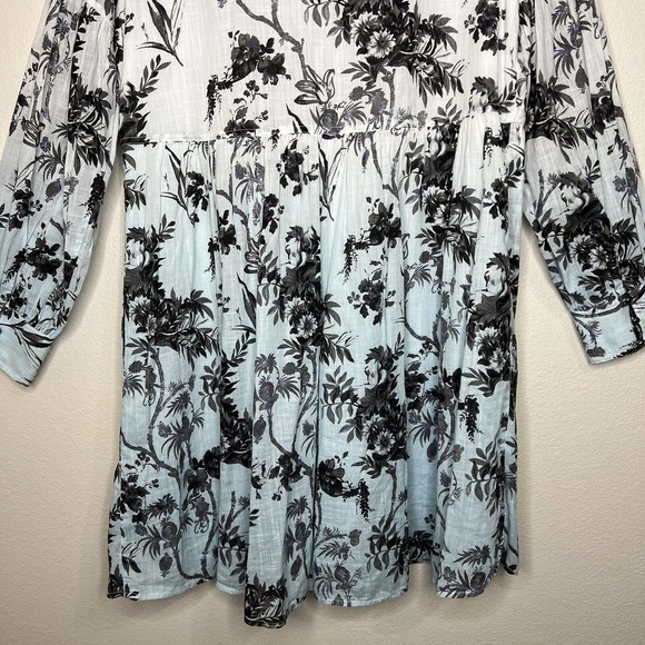 Anthropologie Lavinia White Blue Floral Embroidered Long Sleeve Shirtdress NWT - Picture 15 of 16